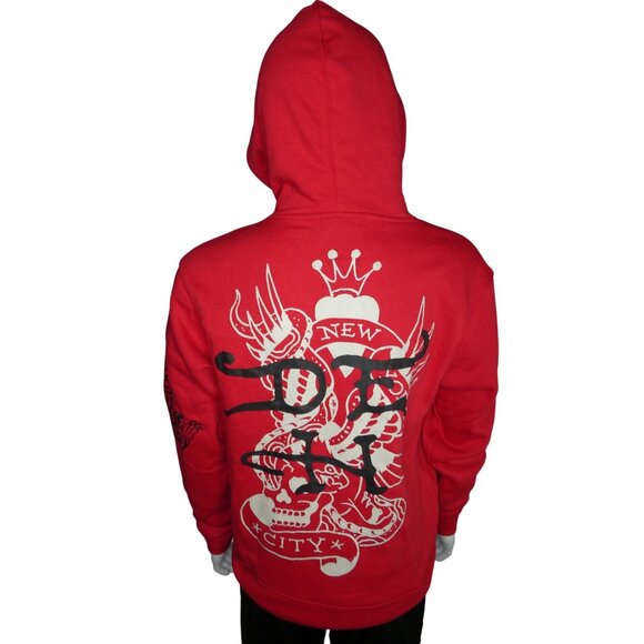 Ed‎ Hardy Men's 77 Tattoo Red Hoodie EHM1300-36 Size M - Picture 9 of 12